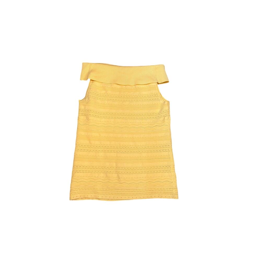 White House Black Market Butter Yellow Sweater Tank Cowl Neck - Picture 5 of 9
